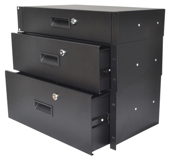 Metal Rack Drawers for Data Racks & Flight Cases with Lock 255mm Deep